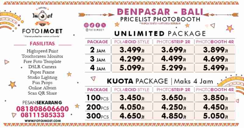 Harga Sewa Jasa Photo Booth Murah terdekat Denpasar