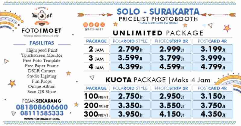 Harga Sewa Jasa Photo Booth Murah terdekat Solo Surakarta