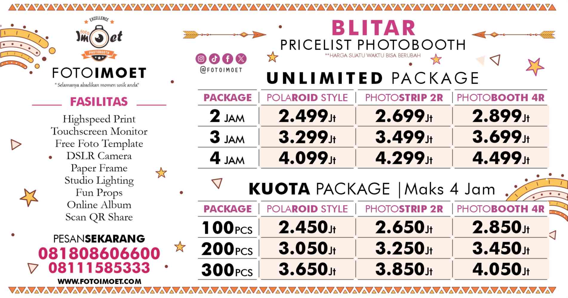 Harga Sewa Jasa Photo Booth Murah terdekat Blitar